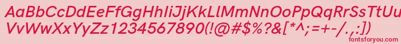 HkgroteskSemiboldlegacyitalic Font – Red Fonts on Pink Background