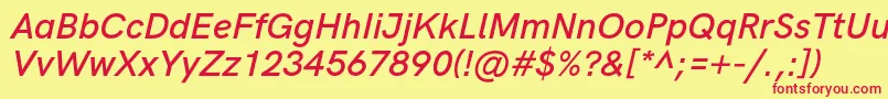 HkgroteskSemiboldlegacyitalic Font – Red Fonts on Yellow Background