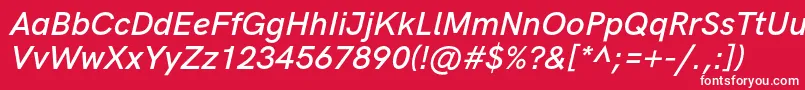 フォントHkgroteskSemiboldlegacyitalic – 赤い背景に白い文字