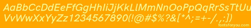 HkgroteskSemiboldlegacyitalic Font – Yellow Fonts on Orange Background