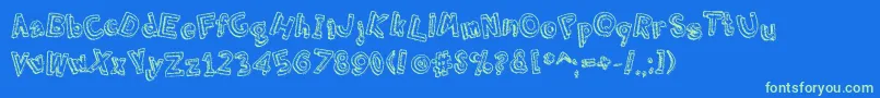 GrmblngEfct Font – Green Fonts on Blue Background