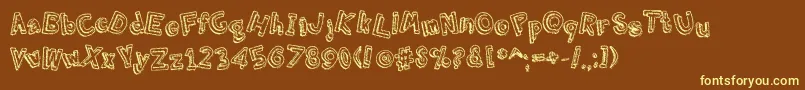 GrmblngEfct-fontti – keltaiset fontit ruskealla taustalla