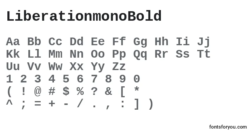 Czcionka LiberationmonoBold – alfabet, cyfry, specjalne znaki