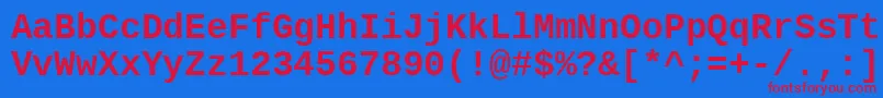 LiberationmonoBold-fontti – punaiset fontit sinisellä taustalla