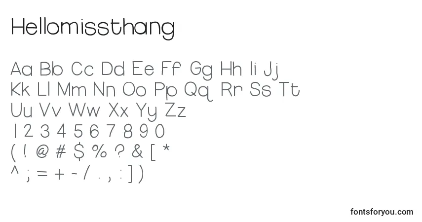 Hellomissthang-fontti – aakkoset, numerot, erikoismerkit