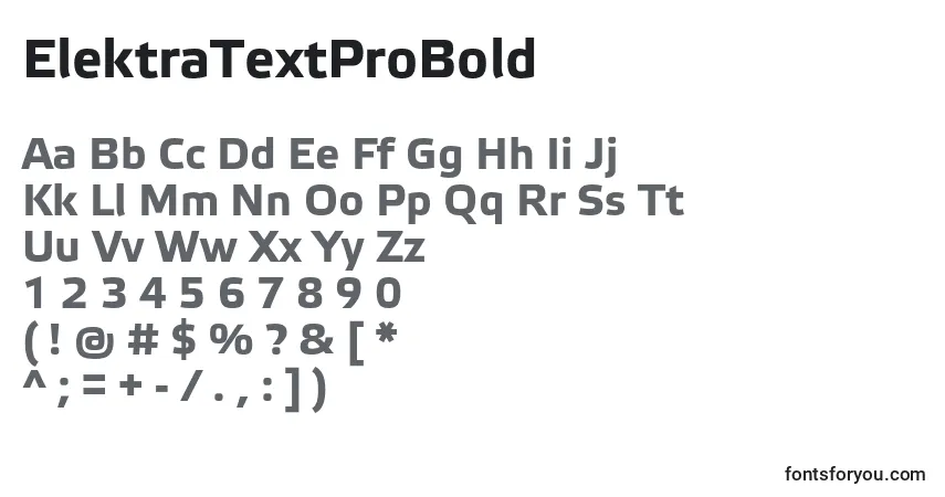 A fonte ElektraTextProBold – alfabeto, números, caracteres especiais