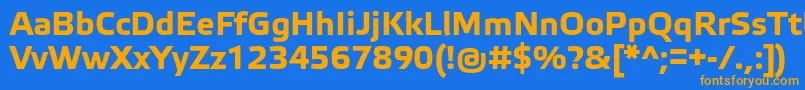 フォントElektraTextProBold – オレンジ色の文字が青い背景にあります。