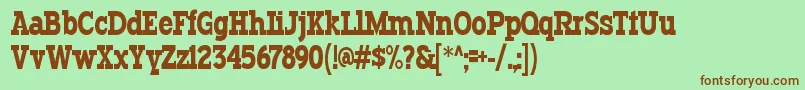TypodermicRegular-fontti – ruskeat fontit vihreällä taustalla