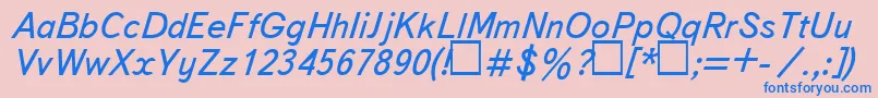 UkBukvarnayaItalic-Schriftart – Blaue Schriften auf rosa Hintergrund