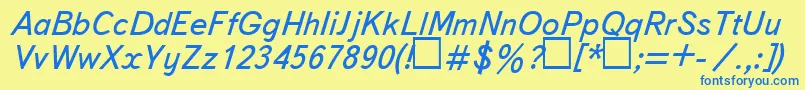 UkBukvarnayaItalic Font – Blue Fonts on Yellow Background