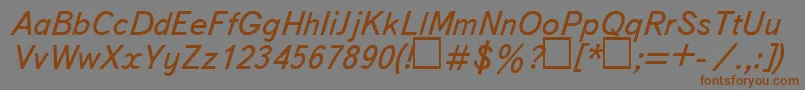 UkBukvarnayaItalic-fontti – ruskeat fontit harmaalla taustalla