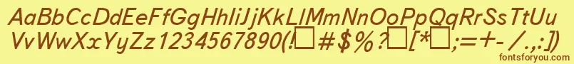 Шрифт UkBukvarnayaItalic – коричневые шрифты на жёлтом фоне