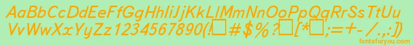 UkBukvarnayaItalic-Schriftart – Orangefarbene Schriften auf grünem Hintergrund