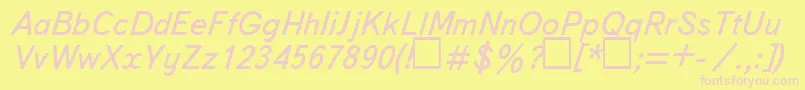 UkBukvarnayaItalic Font – Pink Fonts on Yellow Background