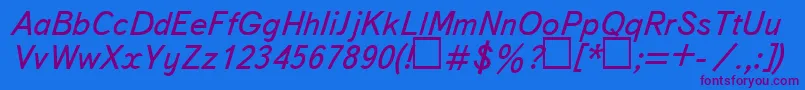 UkBukvarnayaItalic-Schriftart – Violette Schriften auf blauem Hintergrund