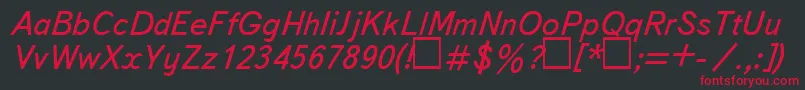 UkBukvarnayaItalic Font – Red Fonts on Black Background