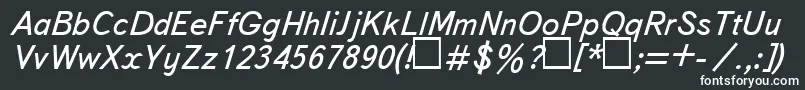 UkBukvarnayaItalic-fontti – valkoiset fontit mustalla taustalla