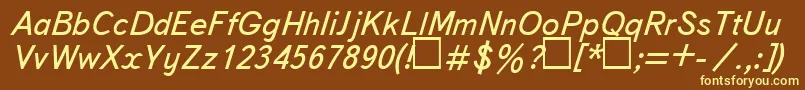 UkBukvarnayaItalic Font – Yellow Fonts on Brown Background