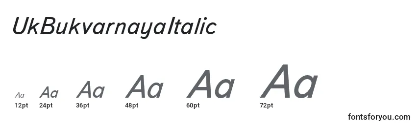 Größen der Schriftart UkBukvarnayaItalic