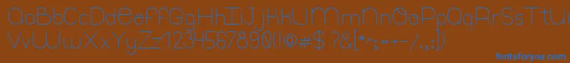 ThinfontThin-Schriftart – Blaue Schriften auf braunem Hintergrund