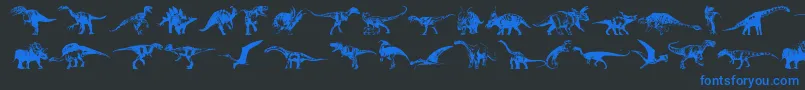 Dinosaurs-Schriftart – Blaue Schriften auf schwarzem Hintergrund