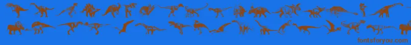 Dinosaurs-Schriftart – Braune Schriften auf blauem Hintergrund