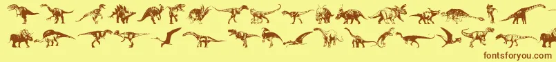 fuente Dinosaurs – Fuentes Marrones Sobre Fondo Amarillo