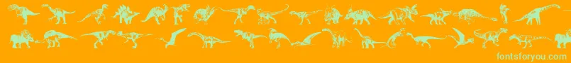 Dinosaurs-Schriftart – Grüne Schriften auf orangefarbenem Hintergrund