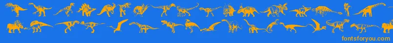 Czcionka Dinosaurs – pomarańczowe czcionki na niebieskim tle