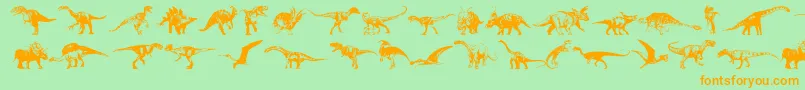 Fonte Dinosaurs – fontes laranjas em um fundo verde