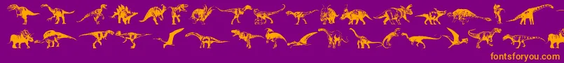 Fonte Dinosaurs – fontes laranjas em um fundo violeta