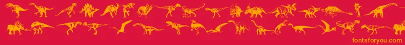 Dinosaurs-Schriftart – Orangefarbene Schriften auf rotem Hintergrund