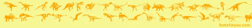 Dinosaurs-Schriftart – Orangefarbene Schriften auf gelbem Hintergrund