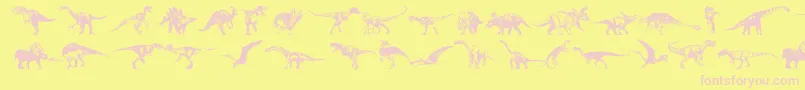 Dinosaurs Font – Pink Fonts on Yellow Background