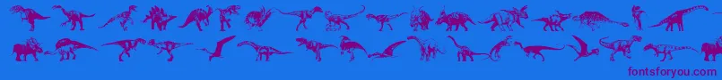 fuente Dinosaurs – Fuentes Moradas Sobre Fondo Azul