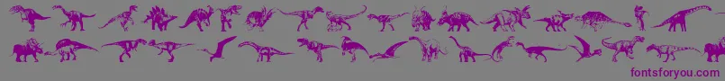 フォントDinosaurs – 紫色のフォント、灰色の背景