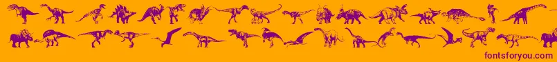 Czcionka Dinosaurs – fioletowe czcionki na pomarańczowym tle