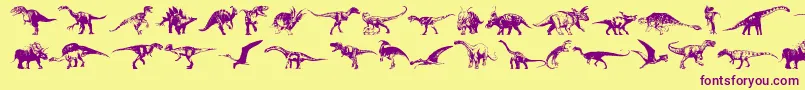 Saiba mais sobre a fonte Dinosaurs Fonte Dinosaurs – fontes roxas em um fundo amarelo