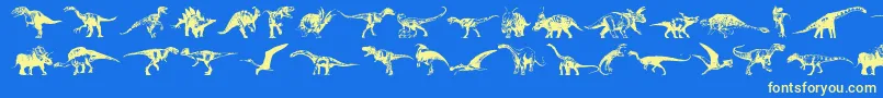 Fonte Dinosaurs – fontes amarelas em um fundo azul