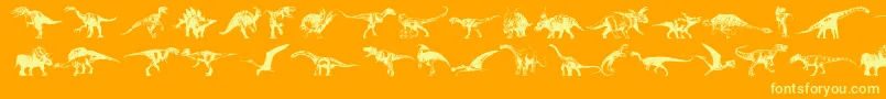 Dinosaurs-Schriftart – Gelbe Schriften auf orangefarbenem Hintergrund