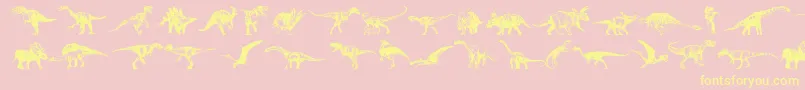 Dinosaurs-Schriftart – Gelbe Schriften auf rosa Hintergrund