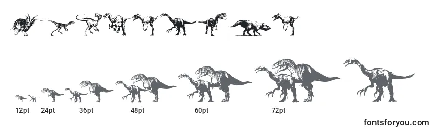 Größen der Schriftart Dinosaurs