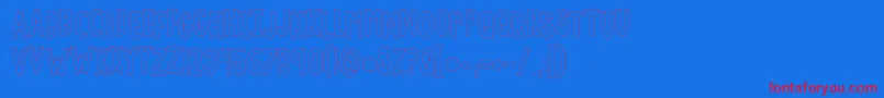 Kglethergooutline Font – Red Fonts on Blue Background