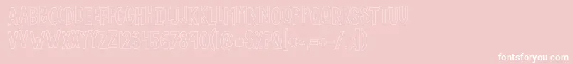 Fonte Kglethergooutline – fontes brancas em um fundo rosa