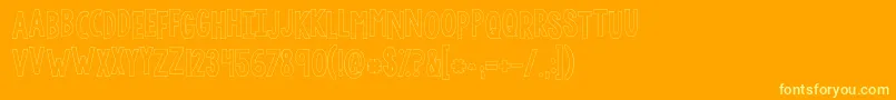 Fonte Kglethergooutline – fontes amarelas em um fundo laranja