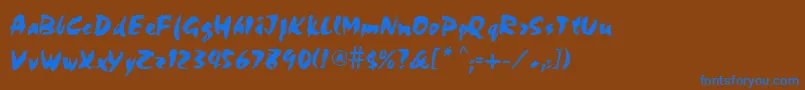 フォントPerry – 茶色の背景に青い文字