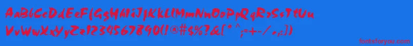 フォントPerry – 赤い文字の青い背景