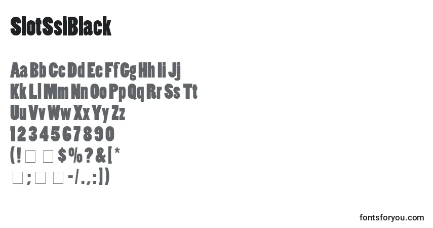 A fonte SlotSsiBlack – alfabeto, números, caracteres especiais