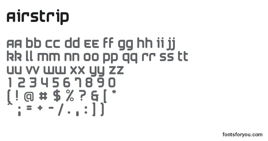 Czcionka Airstrip – alfabet, cyfry, specjalne znaki