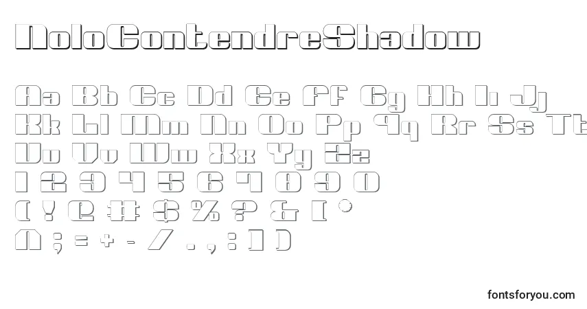 A fonte NoloContendreShadow – alfabeto, números, caracteres especiais